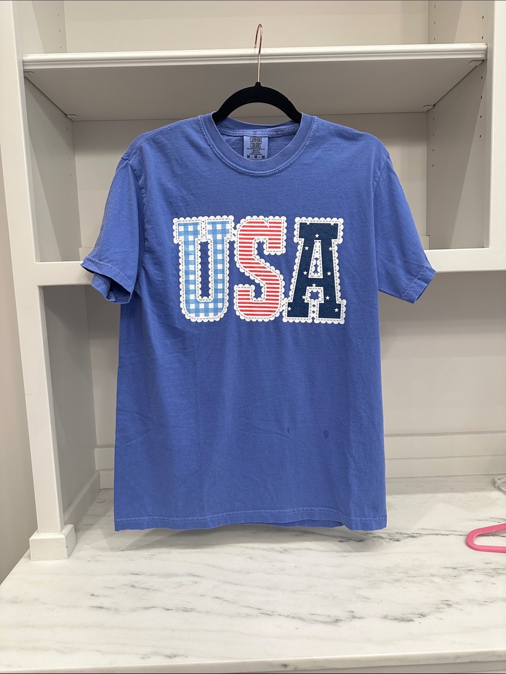 Comfort Color medium Blue USA Graphic Tee.  Like new